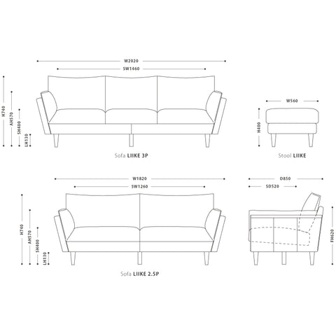 リーケ 3人掛け ソファ / LIIKE