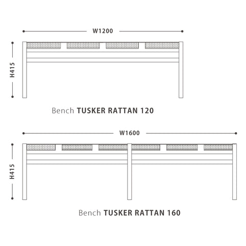 TUSKER Bench Rattan / タスカー